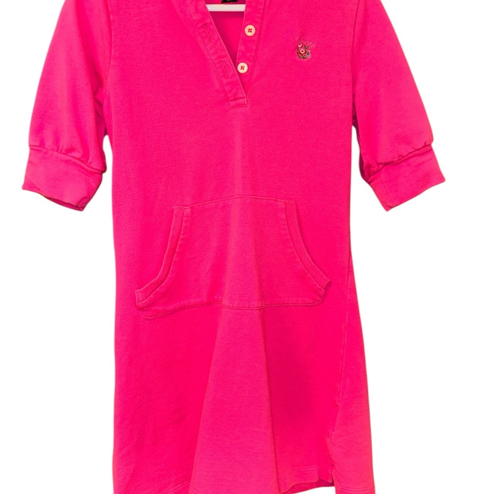 🌞 Tommy Hilfiger Girls’ Vibrant Pink Polo Dress with Pocket